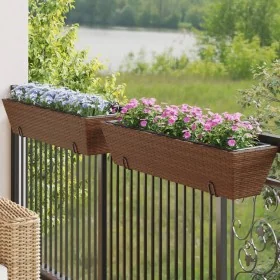 Jardineras con ganchos 2 unidades ratán sintético marrón de , Maceteros y jardineras - Ref: Foro24-366405, Precio: 70,91 €, D...