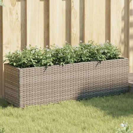 Jardinera con 3 maceteros ratán sintético gris 105x30x32 cm de , Maceteros y jardineras - Ref: Foro24-366418, Precio: 65,35 €...