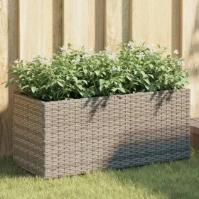 Jardinera de jardín con 2 maceteros ratán PE gris 72x30x32 cm by , Pots and planters - Ref: Foro24-366424, Price: 47,02 €, Di...
