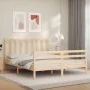 Estructura de cama con cabecero madera maciza 160x200 cm de vidaXL, Camas y somieres - Ref: Foro24-3193866, Precio: 132,92 €,...