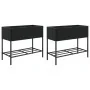 Jardineras con estante 2 uds ratán sintético negro 90x40x75 cm by , Pots and planters - Ref: Foro24-3210507, Price: 151,55 €,...