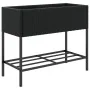 Jardineras con estante 2 uds ratán sintético negro 90x40x75 cm by , Pots and planters - Ref: Foro24-3210507, Price: 151,55 €,...