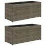 Jardineras con 2 maceteros 2 uds ratán PE gris 72x30x32 cm de , Maceteros y jardineras - Ref: Foro24-3210530, Precio: 86,66 €...