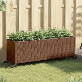Jardineras con ruedas 2 uds ratán sintético marrón 107x32x38 cm de , Maceteros y jardineras - Ref: Foro24-3210526, Precio: 13...