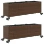 Jardineras con ruedas 2 uds ratán sintético marrón 107x32x38 cm by , Pots and planters - Ref: Foro24-3210526, Price: 137,25 €...