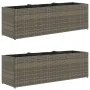 Jardineras con 3 maceteros 2 uds ratán PE gris 105x30x32 cm de , Maceteros y jardineras - Ref: Foro24-3210524, Precio: 120,81...