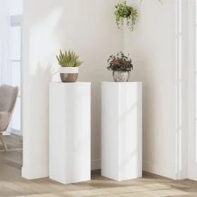 Soportes de plantas 2 uds madera ingeniería blanco 25x25x80 cm de , Soportes para macetas - Ref: Foro24-852942, Precio: 85,17...