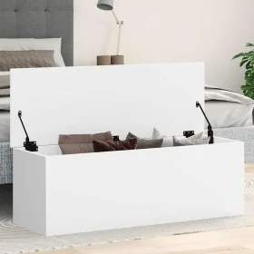 Caja de almacenaje madera de ingeniería blanco 102x35x35 cm de , Baúles de almacenamiento - Ref: Foro24-840688, Precio: 94,15...