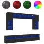 Mueble de pared de TV con luces LED 8 piezas negro de , Muebles TV - Ref: Foro24-3216765, Precio: 337,75 €, Descuento: %