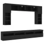 Mueble de pared de TV con luces LED 8 piezas negro de , Muebles TV - Ref: Foro24-3216765, Precio: 337,75 €, Descuento: %