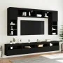 Mueble de pared de TV con luces LED 8 piezas negro de , Muebles TV - Ref: Foro24-3216765, Precio: 337,75 €, Descuento: %