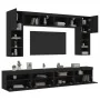 Mueble de pared de TV con luces LED 8 piezas negro de , Muebles TV - Ref: Foro24-3216765, Precio: 337,75 €, Descuento: %
