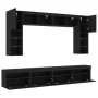Mueble de pared de TV con luces LED 8 piezas negro de , Muebles TV - Ref: Foro24-3216765, Precio: 337,75 €, Descuento: %