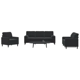 Juego de sofás con cojines 3 piezas terciopelo negro by , Sofas - Ref: Foro24-3278376, Price: 676,95 €, Discount: %