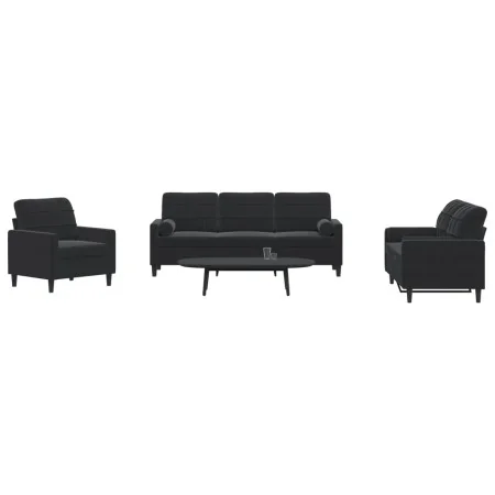 Juego de sofás con cojines 3 piezas terciopelo negro by , Sofas - Ref: Foro24-3278376, Price: 676,95 €, Discount: %