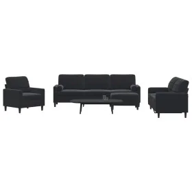 Juego de sofás con cojines 4 piezas terciopelo negro de , Sofás - Ref: Foro24-3278466, Precio: 743,62 €, Descuento: %