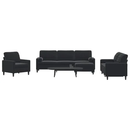 Juego de sofás con cojines 4 piezas terciopelo negro de , Sofás - Ref: Foro24-3278466, Precio: 743,62 €, Descuento: %