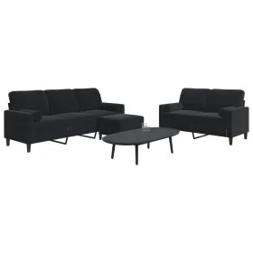 Juego de sofás con cojines 3 piezas terciopelo negro by , Sofas - Ref: Foro24-3278426, Price: 567,26 €, Discount: %