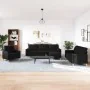 Juego de sofá 4 piezas con reposapiés y cojines tela negro by , Sofas - Ref: Foro24-3278315, Price: 738,00 €, Discount: %