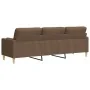 Sofá de 3 plazas con cojines tela marrón 210 cm de , Sofás - Ref: Foro24-3278204, Precio: 327,78 €, Descuento: %
