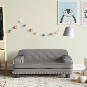 Sofá para niños de cuero sintético gris 70x45x30 cm de , Mobiliario para bebés y niños pequeños - Ref: Foro24-3196303, Precio...