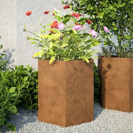 Jardinera hexagonal 46x40x45 cm acero desgastado de , Maceteros y jardineras - Ref: Foro24-851120, Precio: 51,72 €, Descuento: %