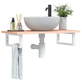 Estante de lavabo de pared de acero y madera maciza de roble de , Tocadores de baño - Ref: Foro24-3302544, Precio: 72,72 €, D...