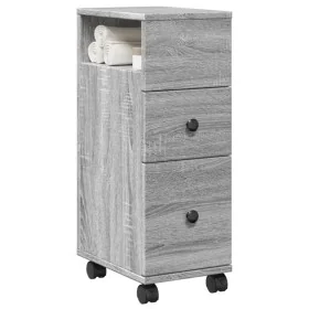 Armario de baño estrecho con ruedas madera gris Sonoma by , Lockers and storage cabinets - Ref: Foro24-855237, Price: 66,51 €...