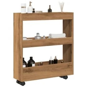 Carro de almacenaje estrecho 3 niveles madera roble artisian de , Carros de cocina y comedor - Ref: Foro24-855249, Precio: 56...