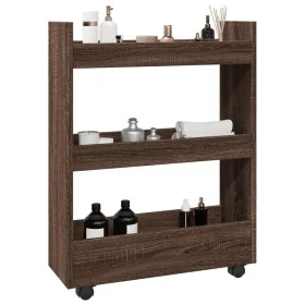 Carro de almacenaje estrecho 3 niveles madera marrón roble by , Kitchen and dining carts - Ref: Foro24-855256, Price: 58,02 €...