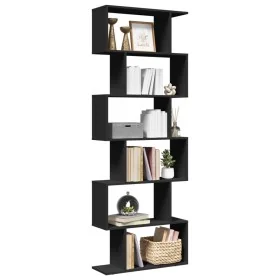 Librería divisora 6 niveles madera ingeniería negra 70x24x193cm de , Librerías y estanterías - Ref: Foro24-858085, Precio: 73...