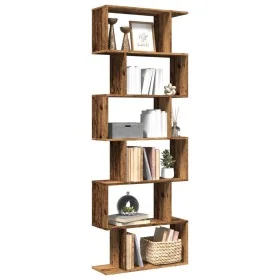 Librería divisora 6 niveles madera envejecida 70x24x193 cm de , Librerías y estanterías - Ref: Foro24-858091, Precio: 84,46 €...