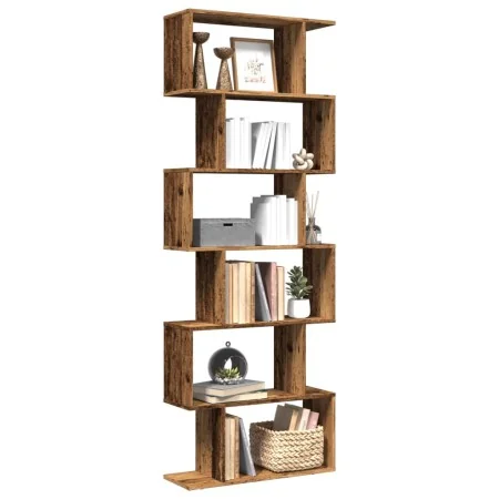 Librería divisora 6 niveles madera envejecida 70x24x193 cm de , Librerías y estanterías - Ref: Foro24-858091, Precio: 84,46 €...