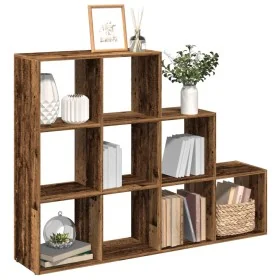 Librería divisora 3 niveles madera envejecida 137,5x29x103,5 cm de , Librerías y estanterías - Ref: Foro24-857983, Precio: 89...