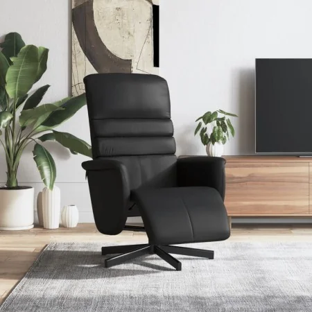 Sillón reclinable con reposapiés cuero sintético negro de , Sillones - Ref: Foro24-356703, Precio: 215,23 €, Descuento: %