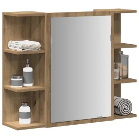 Armario con espejo baño madera roble artisan 80x20,5x64 cm de , Tocadores de baño - Ref: Foro24-856037, Precio: 88,39 €, Desc...