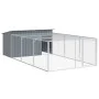 Caseta perros con corral acero galvanizado gris 197x396x110 cm de , Casetas para perros - Ref: Foro24-3214225, Precio: 383,33...