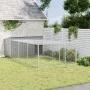 Caseta perros con corral acero galvanizado gris 197x396x110 cm de , Casetas para perros - Ref: Foro24-3214225, Precio: 383,33...