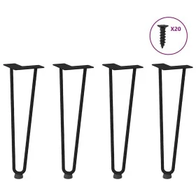 Patas de mesa tipo horquilla 4 uds acero macizo negro 42 cm de , Patas para mesas - Ref: Foro24-4012420, Precio: 47,36 €, Des...