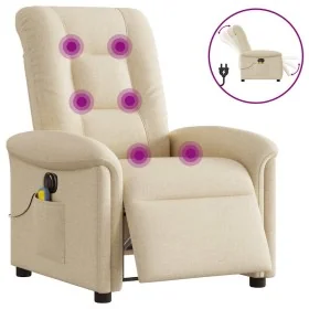 Sillón reclinable de masaje eléctrico tela color crema de , Sillones - Ref: Foro24-3303252, Precio: 289,00 €, Descuento: %