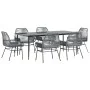 Juego comedor jardín 7 pzas cojines ratán sintético vidrio gris de , Conjuntos de jardín - Ref: Foro24-3334483, Precio: 608,3...