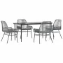 Juego comedor jardín 5 pzas cojines ratán sintético vidrio gris de , Conjuntos de jardín - Ref: Foro24-3334481, Precio: 412,7...