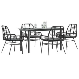 Juego de comedor jardín 5 piezas cojines ratán sintético negro de , Conjuntos de jardín - Ref: Foro24-3334550, Precio: 369,93...