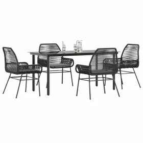 Juego de comedor jardín 5 piezas cojines ratán sintético negro by , Garden sets - Ref: Foro24-3334565, Price: 438,44 €, Disco...