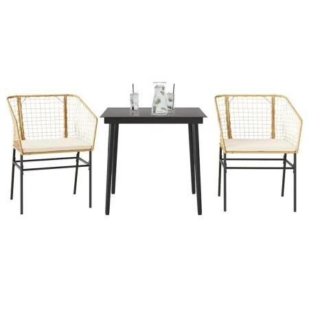 Juego de comedor jardín 3 piezas cojines ratán sintético marrón de , Conjuntos de jardín - Ref: Foro24-3334506, Precio: 213,1...