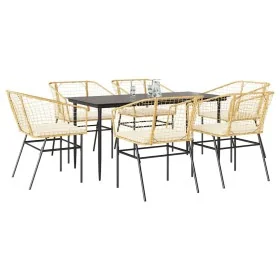 Juego de comedor de jardín 7 pzas con cojines ratán PE marrón de , Conjuntos de jardín - Ref: Foro24-3334510, Precio: 453,31 ...