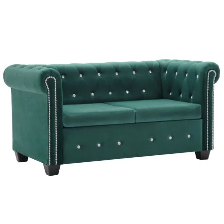 Sofá chesterfield de 2 plazas de terciopelo 146x75x72 cm verde de , Sofás - Ref: Foro24-247149, Precio: 427,17 €, Descuento: %