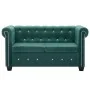 Sofá chesterfield de 2 plazas de terciopelo 146x75x72 cm verde de , Sofás - Ref: Foro24-247149, Precio: 427,17 €, Descuento: %