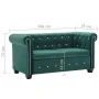 Sofá chesterfield de 2 plazas de terciopelo 146x75x72 cm verde de , Sofás - Ref: Foro24-247149, Precio: 427,17 €, Descuento: %