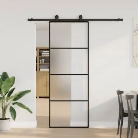 Puerta corredera con juego herrajes negro 76x205 cm ESG vidrio de , Puertas - Ref: Foro24-3375797, Precio: 229,38 €, Descuent...